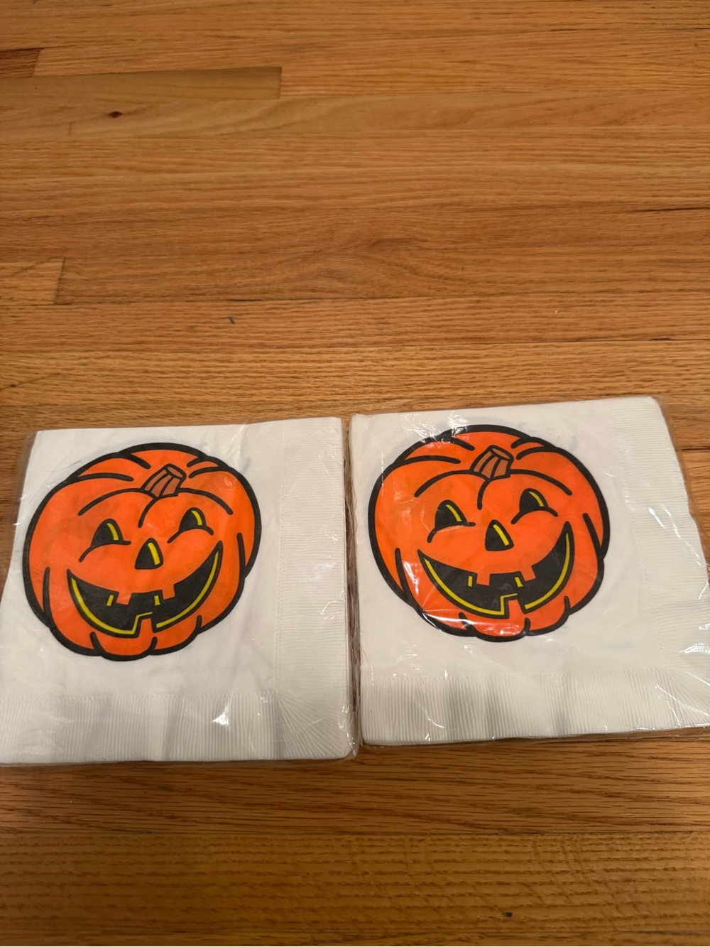 Vintage 1998 Halloween Jack-o'-Lantern Cocktail Napkins - Orange Pumpkin
